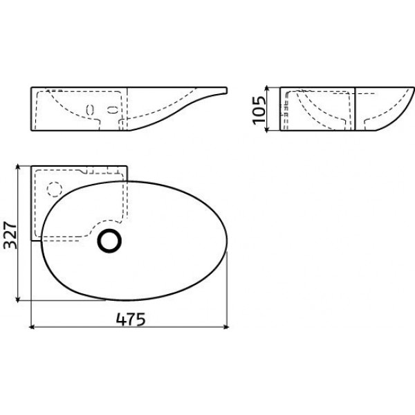 Овальная угловая раковина для ванной комнаты (CL/03.08201)