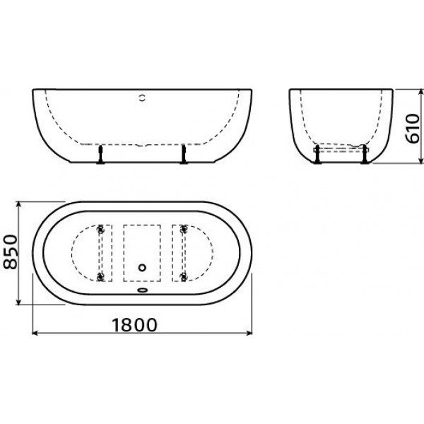 Овальная ванна Clou из акрила с системой слив-перелив (IB/05.40102)