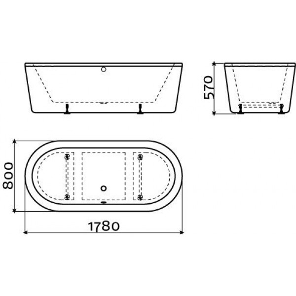 Ванна овальная отдельностоящая с переливом, со сливной гарнитурой 178 см (IB/05.40200)