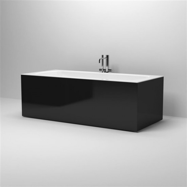 Черно-белая ванна отдельно стоящая с переливом, со сливной гарнитурой 178 см (IB/05.40205)