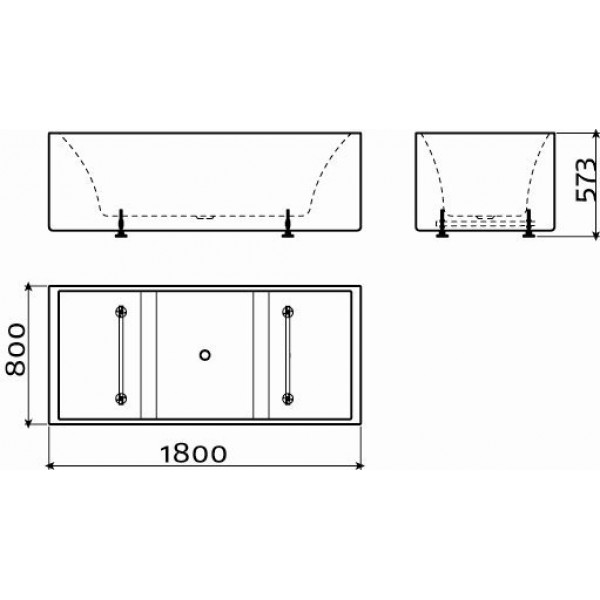 Ванна отдельностоящая прямоугольная  без перелива, со сливной гарнитурой 180 см (IB/05.40305)