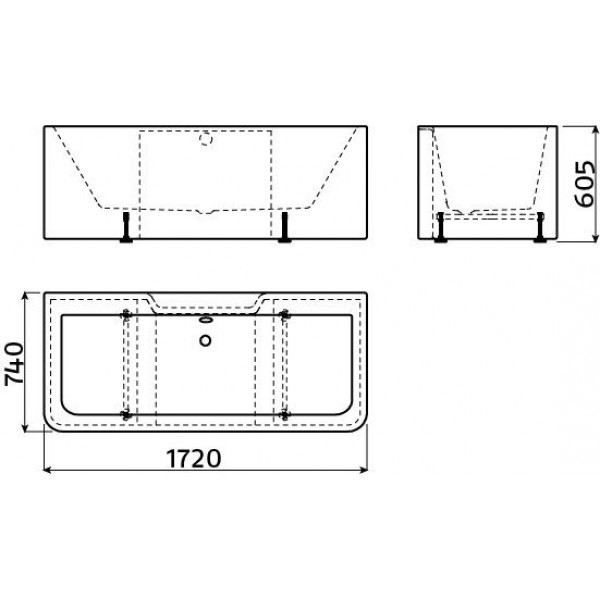 Ванна отдельностоящая CLOU с системой слив-перелив для размещения к стене (IB/05.40506)